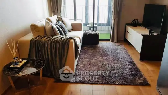 Stylish living room with cozy sofa and modern decor