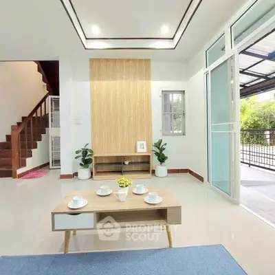 Modern living room with stylish decor and natural light