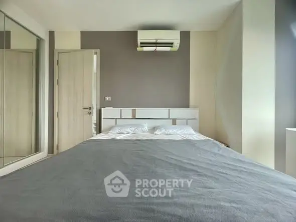 Modern bedroom with sleek design and air conditioning