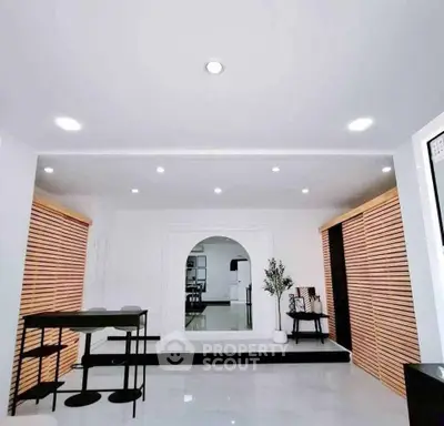 Modern minimalist interior with sleek design and elegant lighting