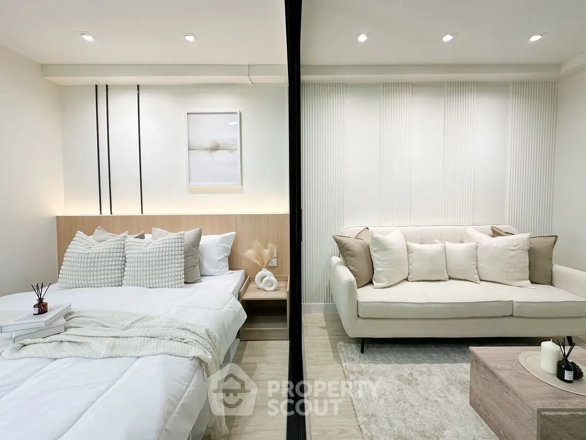 Modern studio apartment with cozy bedroom and stylish living area