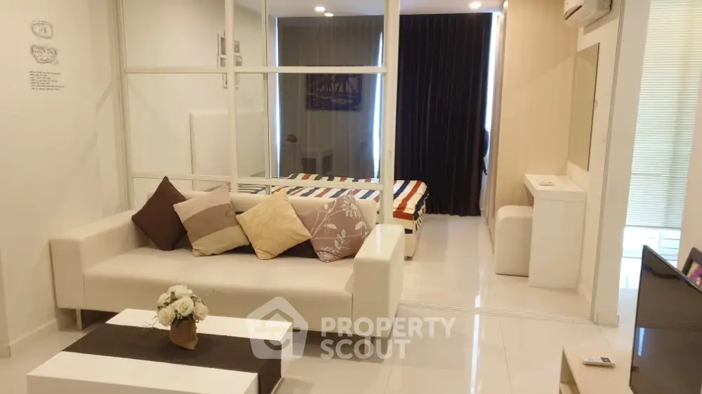 Modern studio apartment with stylish decor and cozy living area