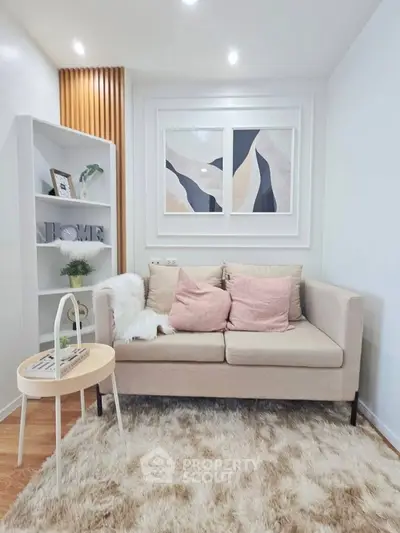 Chic and cozy living room with modern decor and plush seating