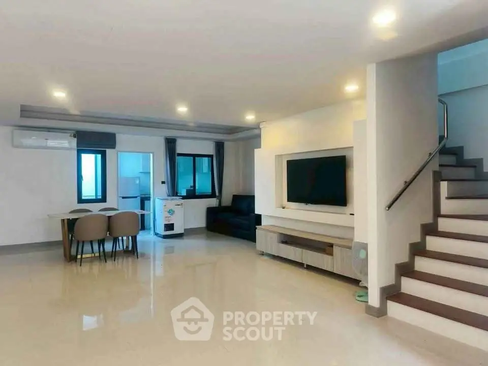 Spacious modern living room with sleek design and open layout