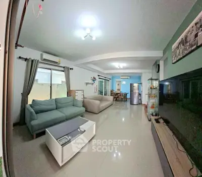 Spacious modern living room with open layout and stylish furniture