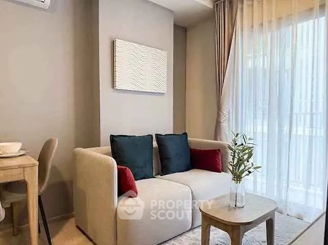 Cozy living room with modern decor and natural light