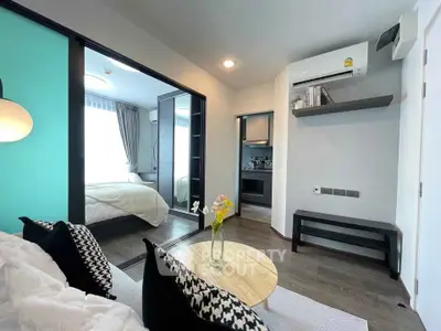 Modern apartment interior with cozy living room and stylish bedroom