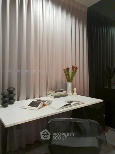 Elegant study area with modern decor and soft lighting