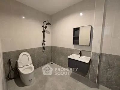 Modern bathroom with sleek fixtures and minimalist design