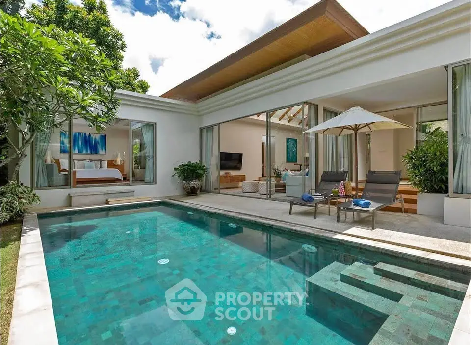 Luxurious villa with private pool and modern design, perfect for relaxation and entertainment.