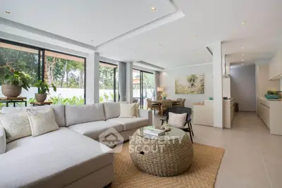 Spacious modern living room with open layout and natural light