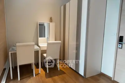 Modern study area with sleek furniture and ample storage space