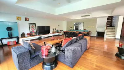 Spacious modern living room with stylish decor and open layout