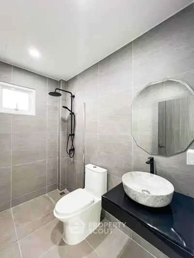 Modern bathroom with sleek fixtures and elegant design