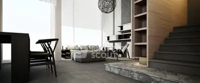 Modern living room with stylish furniture and natural light