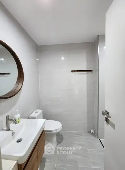 Modern bathroom with sleek fixtures and minimalist design