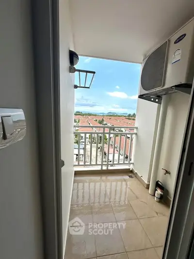 Charming balcony with stunning view and modern air conditioning unit