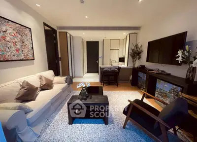 Modern living room with stylish decor and cozy seating area