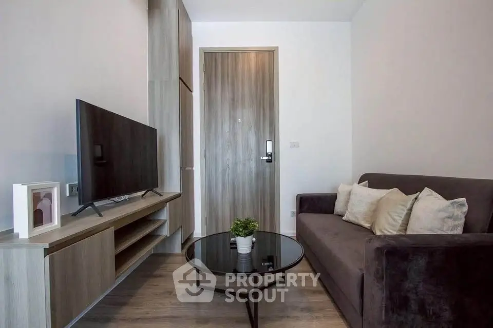 Modern living room with sleek furniture and stylish decor