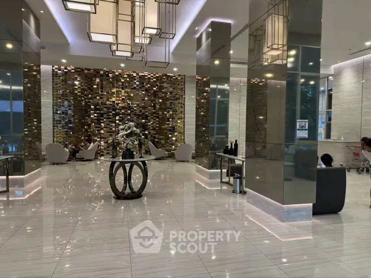 Luxurious modern lobby with elegant lighting and stylish decor