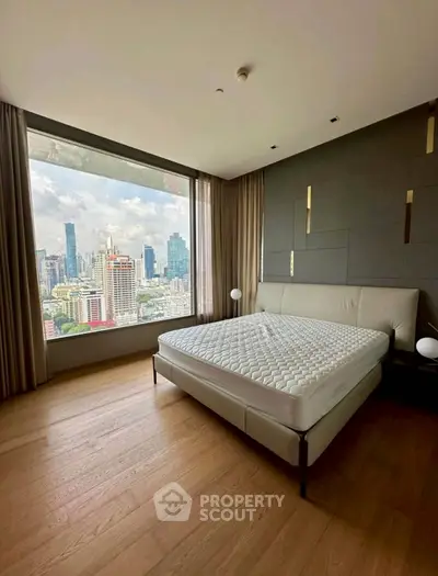 Luxurious bedroom with stunning city view and modern design