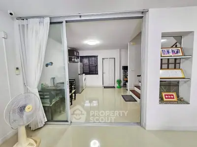 Modern interior with sliding glass doors and sleek design