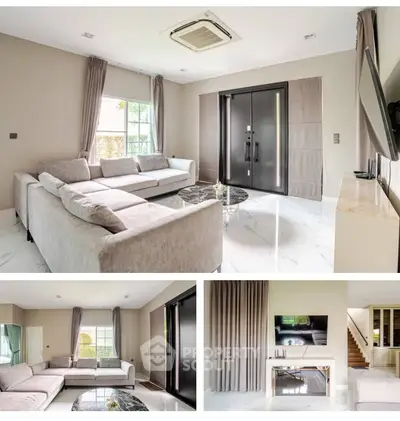 Luxurious modern living room with elegant decor and spacious seating area