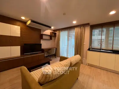 Cozy living room with modern decor and natural light