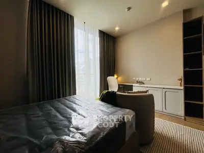 Modern bedroom with stylish furniture and natural light
