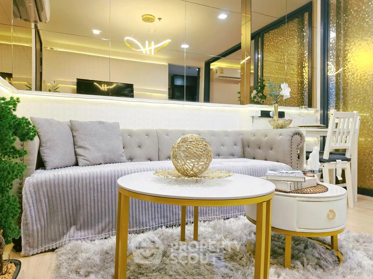 Luxurious modern living room with elegant decor and plush furnishings, perfect for stylish urban living.