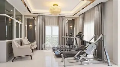 Luxurious home gym with modern equipment and elegant decor