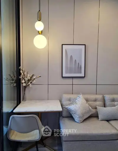 Chic modern living room with stylish decor and cozy seating area