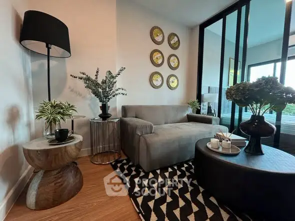 Stylish living room with modern decor and cozy seating area