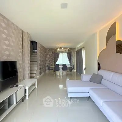 Spacious modern living room with elegant decor and stylish furniture
