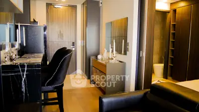 Luxurious modern apartment interior with elegant dining area and stylish decor