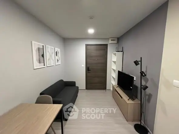 Modern living room with sleek furniture and minimalist decor