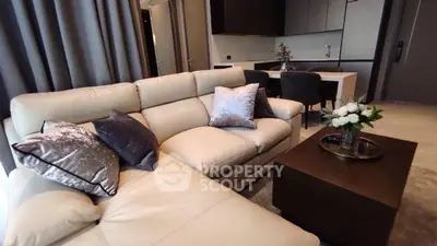 Luxurious modern living room with plush sofa and elegant decor