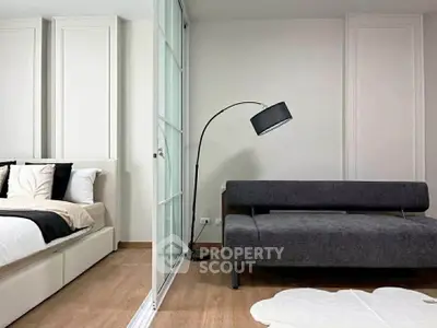 Modern bedroom with stylish decor and cozy ambiance