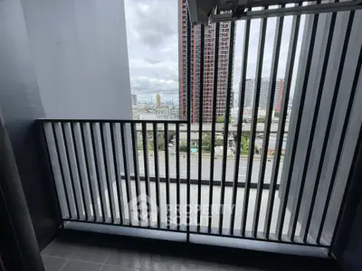 Modern balcony with city view and sleek railing design