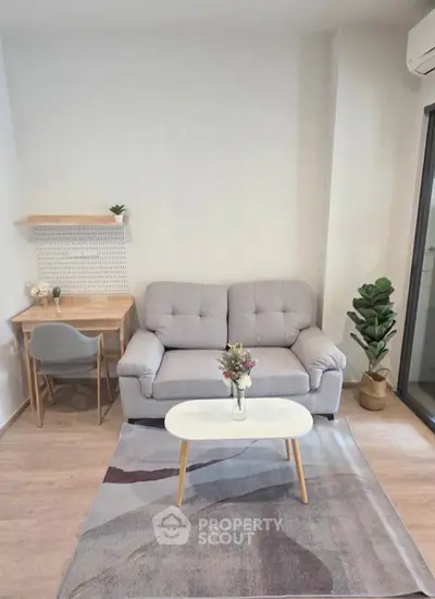 Cozy living room with modern sofa and stylish decor