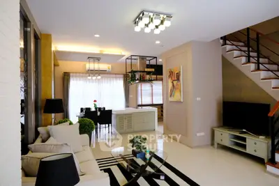 Spacious modern living room with stylish decor and open layout