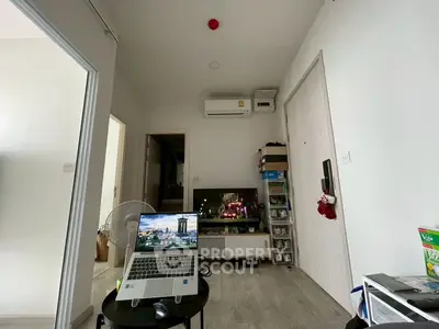 Cozy living room with modern decor and entertainment setup