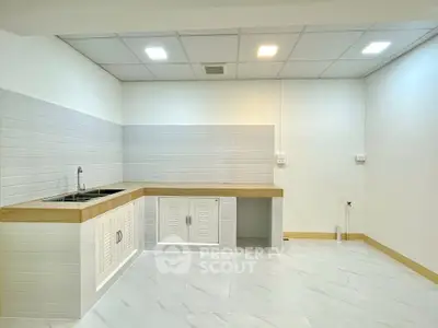 Modern kitchen with sleek white cabinetry and spacious countertops