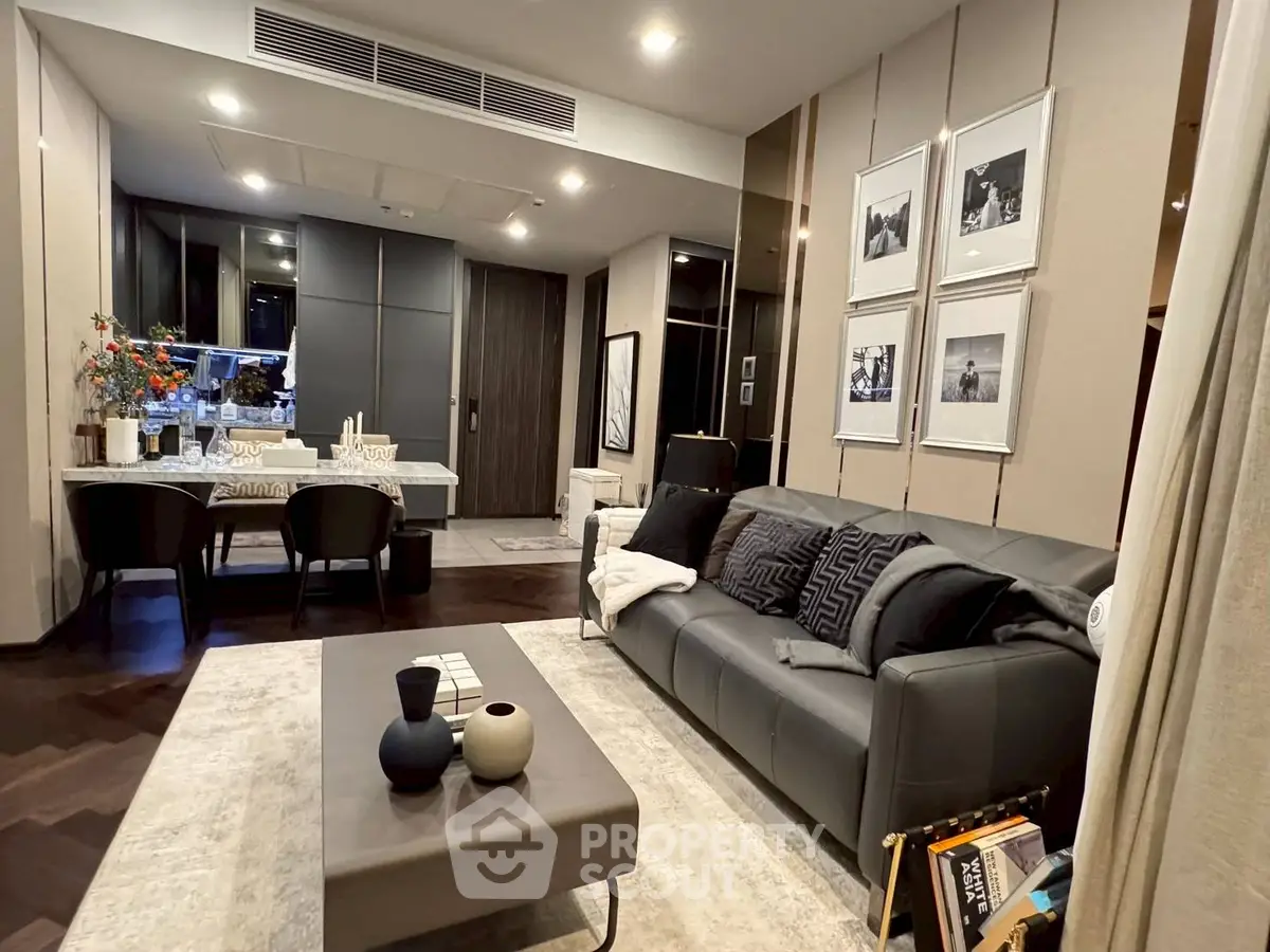 Luxurious modern living room with elegant decor and cozy ambiance