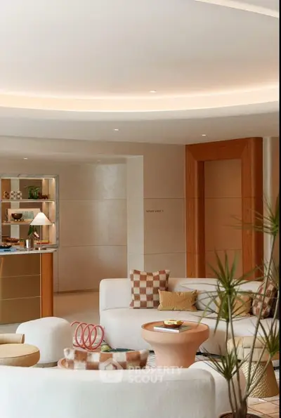 Luxurious modern living room with elegant decor and stylish furniture, perfect for relaxation and entertainment.