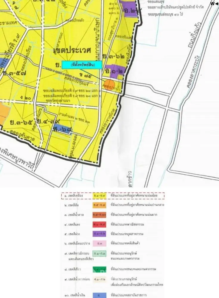 Color-coded real estate zoning map with detailed legend for property classification.