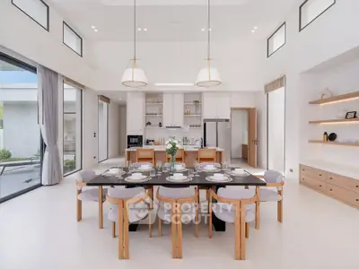 Spacious modern dining room with elegant decor and natural light