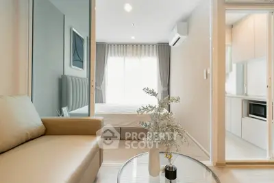 Modern apartment interior with cozy living room and stylish bedroom