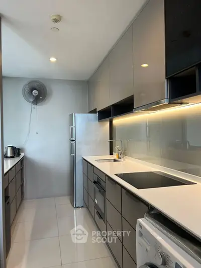 Modern kitchen with sleek cabinetry and built-in appliances