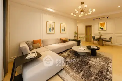 Luxurious modern living room with elegant decor and spacious seating area